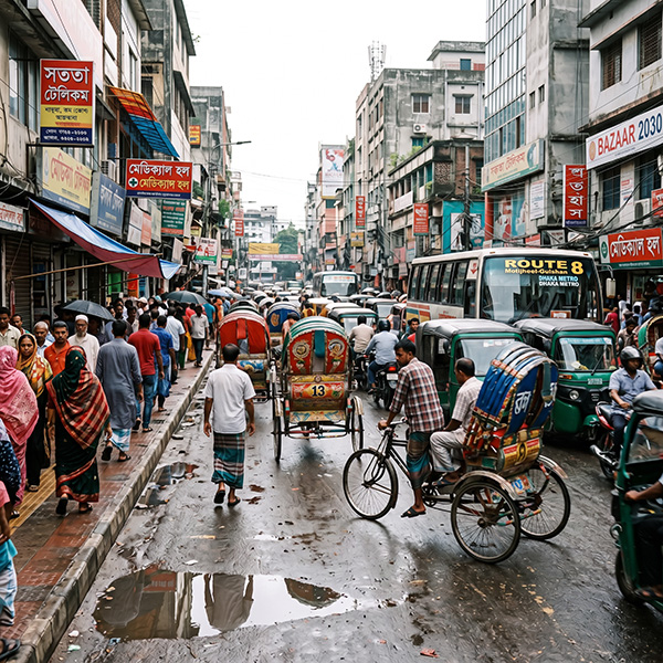 Dense urban district in Dhaka