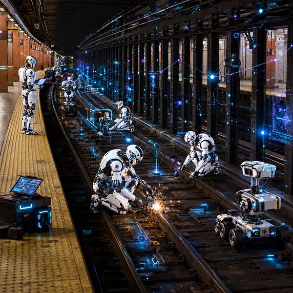 Robots repairing and inspecting subway tracks underground