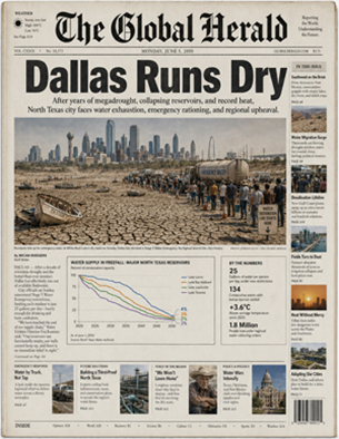Newspaper front page about water scarcity in the American Southwest