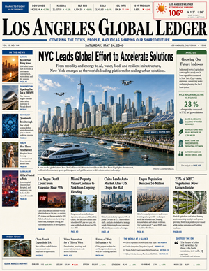 Los Angeles Global Ledger front page about accelerating urban solutions