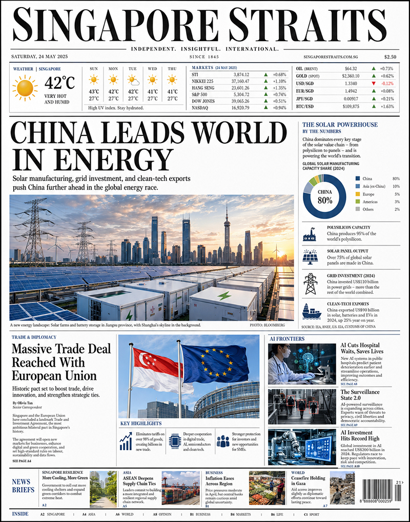 Singapore newspaper front page