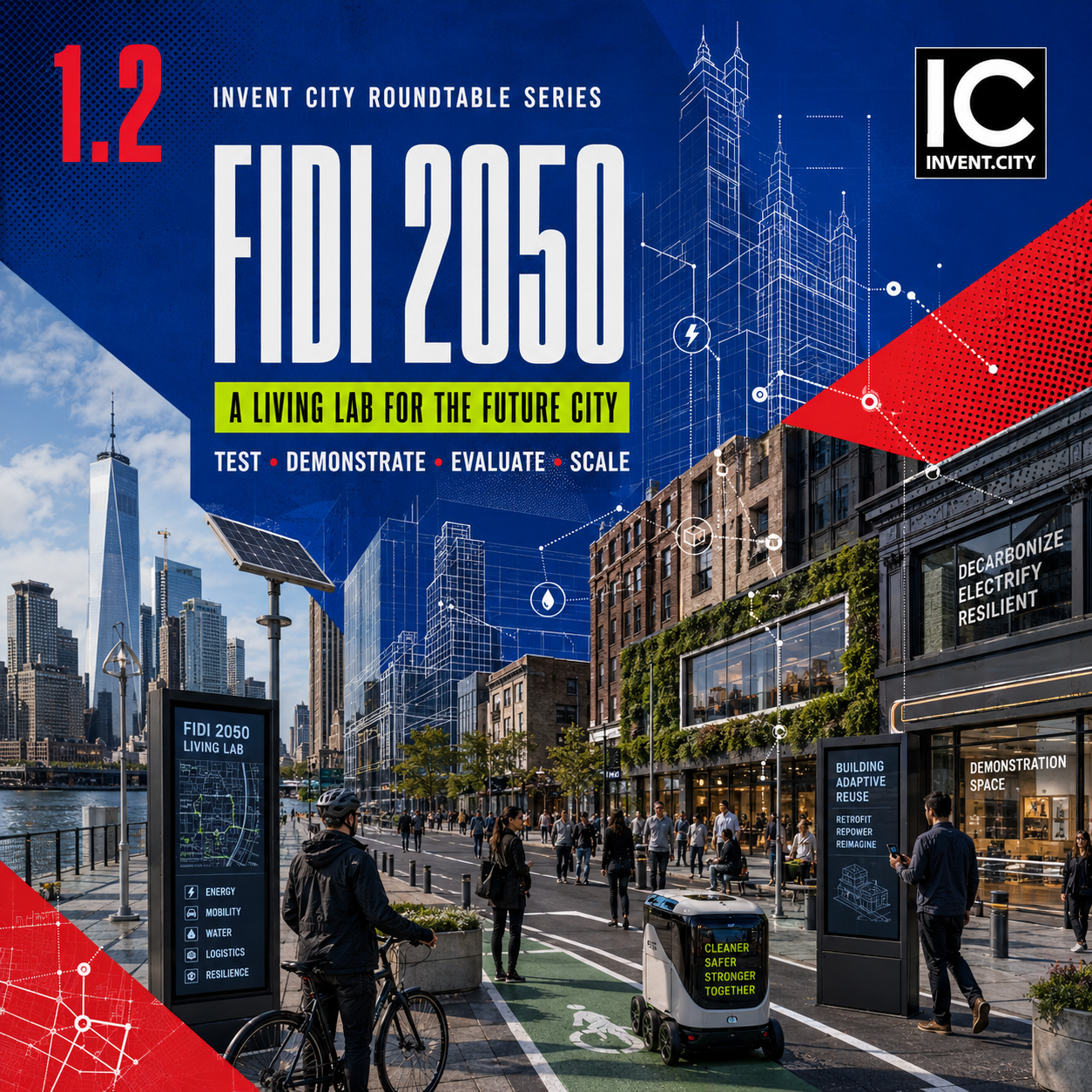 FiDi 2050: A Living Lab for the Future City event poster