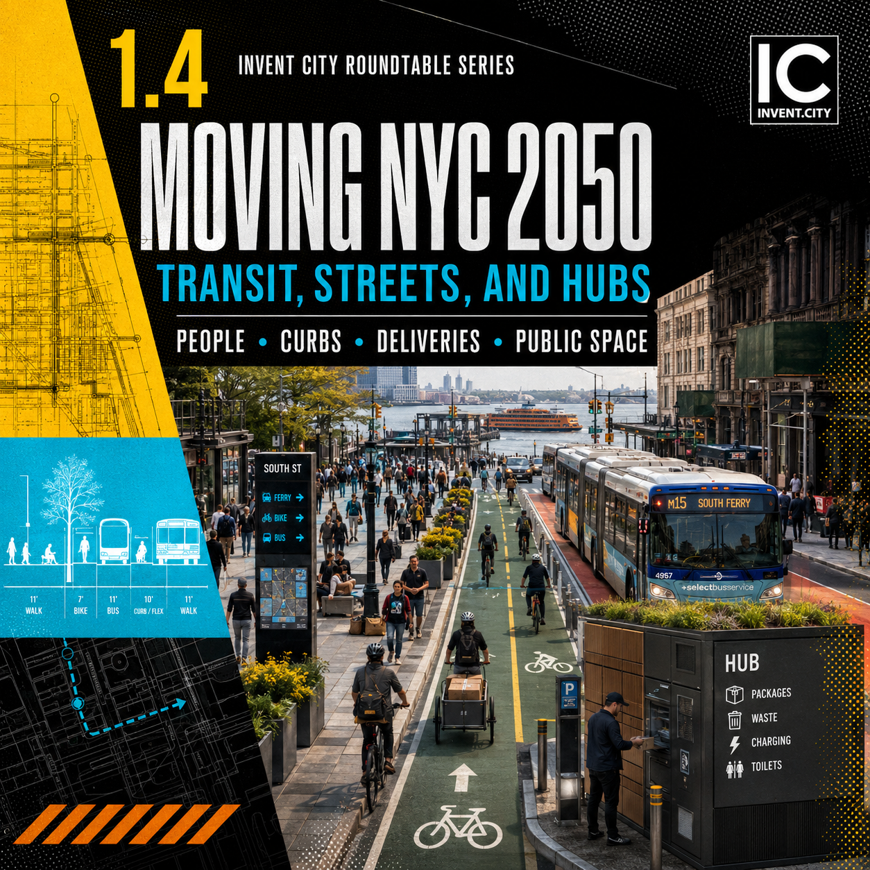 Moving NYC 2050: Transit, Streets, and Hubs event poster
